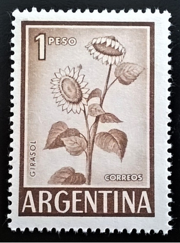 Argentina Flores Sello Gj 1128 Girasol 1p Nac 59 Mint L13874