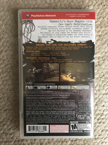 Video Juego Psp Resistance Retribution Original Fisico (Usado)