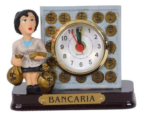 Miniatura Profissional Bancaria De Resina Com Relógio 8cm