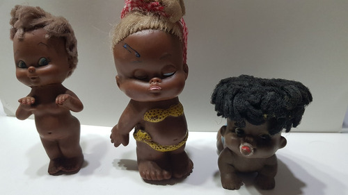 Antiguos Muñequitos Negros De Goma 13cm