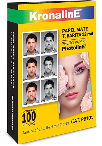 Papel Fotografico Barita Mate 4x6 100h Kronaline Pb101 Color Blanco