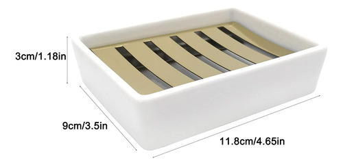 Ceramic Soap Dish Gold Stainless Steel Soap Holder For Sh...