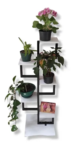 Estante Base Plantas Repisa Organizador Matas Acero Madera