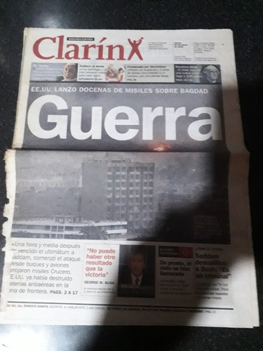 Clipping Recorte Diario Clarín 20 3 2003 Guerra Irak