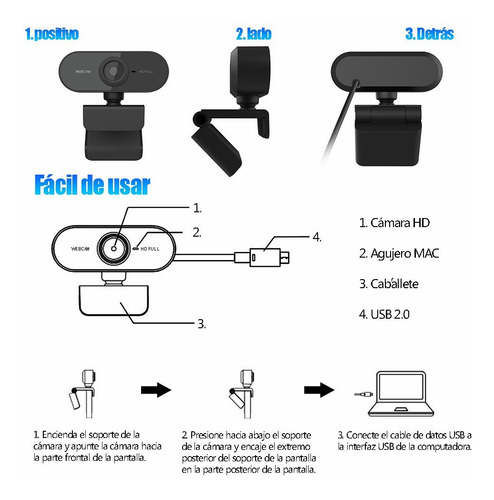 Camara Web Full Hd 1080p Usb Con Microfono Mini Webcam