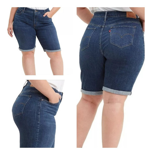 Bermuda Jeans Feminina Levi's Plus Size Com Elastano Perfect