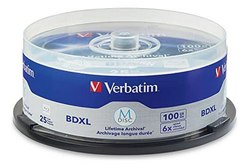 Verbatim M-disc Bdxl 100gb 4x With Branded Surface 25pk Spin