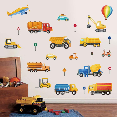 Decalmile Construction Vehicles Wall Decals Cars Truck Trans