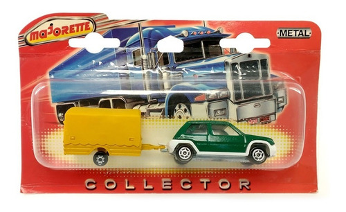 Autito De Colección De Metal Con Tráiler Majorette M205 Color Verde