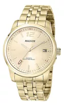 Relógio MAGNUM masculino dourado silicone marrom MA34414M - aconfianca