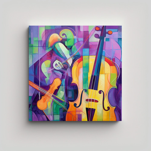 50x50cm Cuadro Decorativo Verano Música Canto Baile Verde N