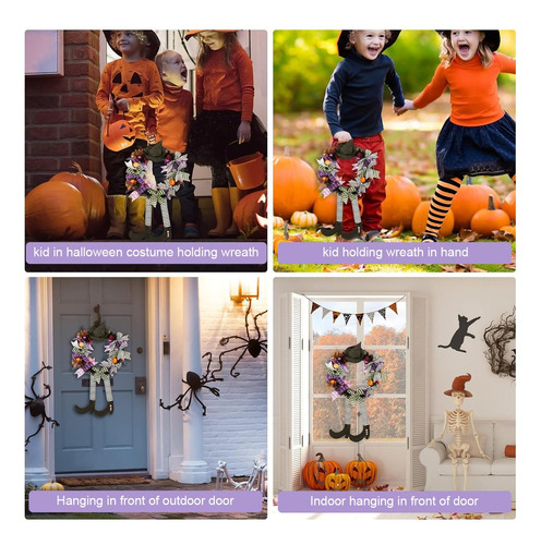 Corona De Halloween Para Puerta Con Patas De Bruja,