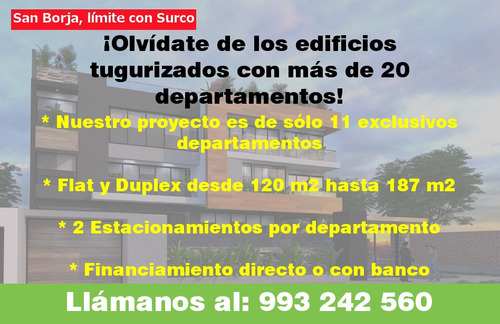 Imagen 6 de 6 de Vendo Departamento Flat 160 M2 Con Amplia Terraza En Primer Piso Chacarilla San Borja