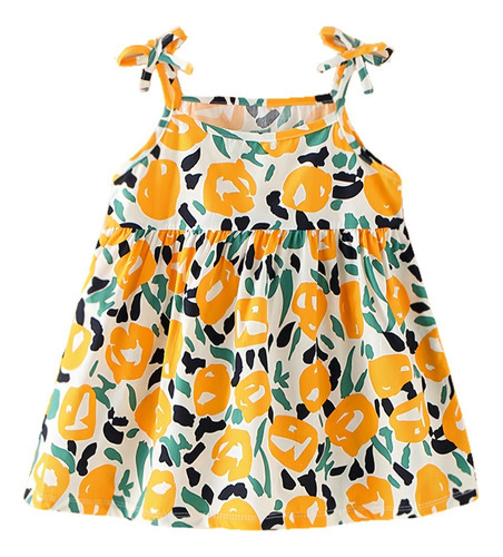 Niña Lindo Vestido Floral Con Escote Halter 1