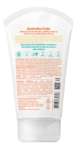 Australian Gold Kids Fps 70 - Protetor Solar Corporal 120g