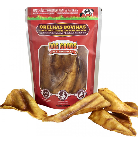 Mordedor Natural 4 Orelha Bovina Cães Dog Goods