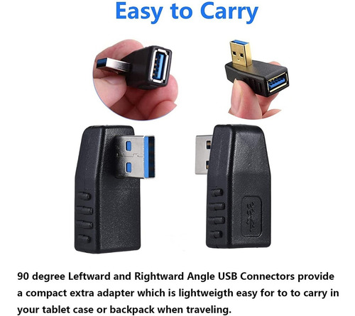 Imagen 2 de 5 de Adaptador Usb 3.0 De 90 Grados En L Derecho E Izquierdo