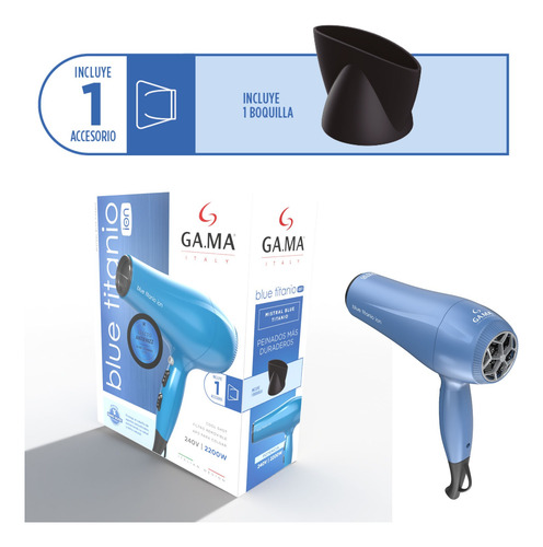 Secador De Cabello Gama Mistral Blue Titanium St 2200w Azul