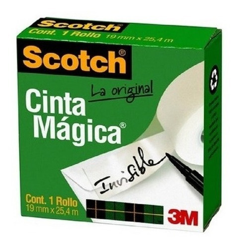Imagen 1 de 3 de 1x Cinta Mágica Scotch 19mmx25,4mm Invisible 3m