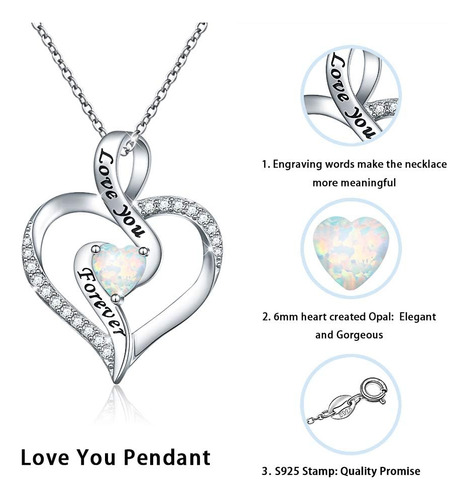Flyow Collar De Corazón De Ópalo Creado Para Mujeres Y Niñas