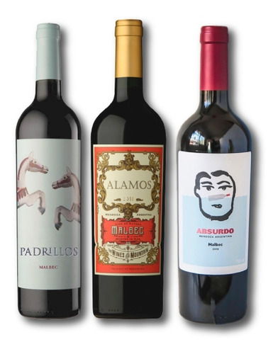 Alamos Malbec + Padrillos Malbec Cabernet + Absurdo Malbec