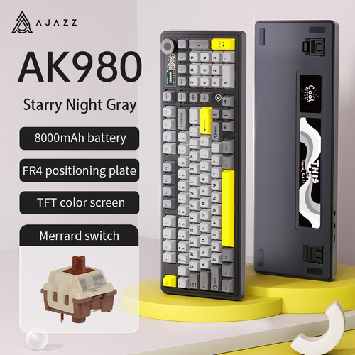 Teclado Mecánico Ajazz Ak980 Con Pantalla Tft 2.4g