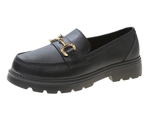 Zapatos Mocasines Mujer Plataforma Loafer Moda Cadena