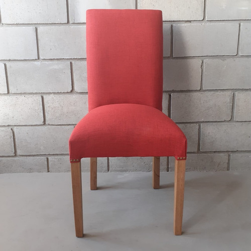 Imagen 5 de 10 de Silla Comedor Vestida Tela Antimancha Madera Paraiso Premium