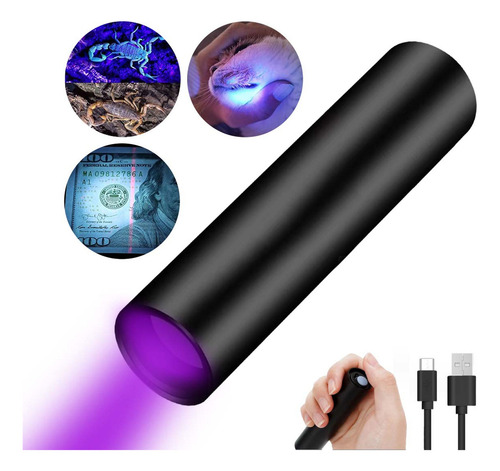 Linterna UV Recargable Lámpara Ultravioleta de Luz Negra para Curado de Resina, Orina de Mascotas, Escorpión, Alfombras, Billetes falsos, etc.