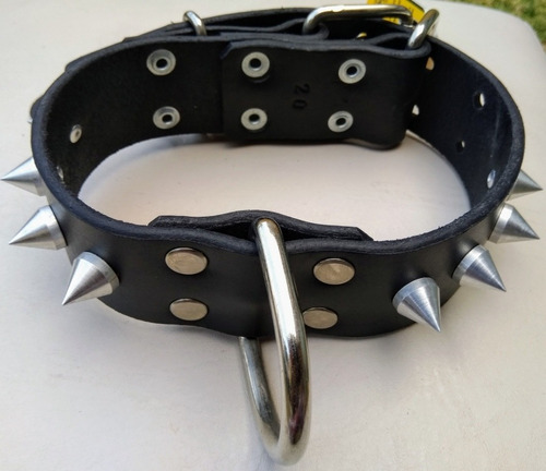 Collar Piel 5cm X 70cm Con Picos Reforzado Silverado Pitbull