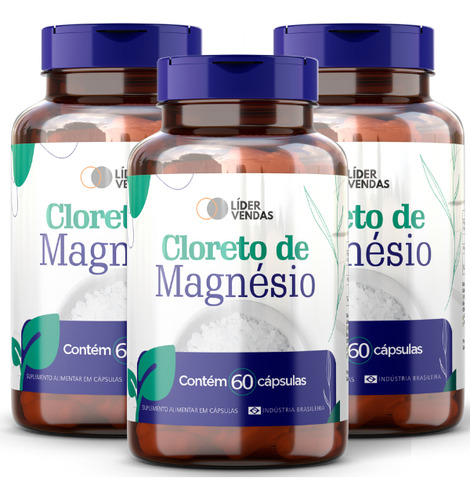 Cloreto De Magnésio 60 Cáps 420mg Kit Com 3 Potes