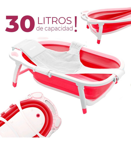 Imagen 1 de 9 de Bañera Flexible Plegable Mega Baby + Red De Baño