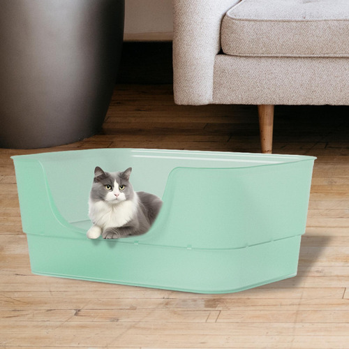 Bandeja De Arena Para Gatos Con Parte Abierta, Gran Verde