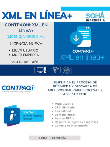 Xml En Línea + Contpaqi Lic Nueva Multiusuario Multiempresa
