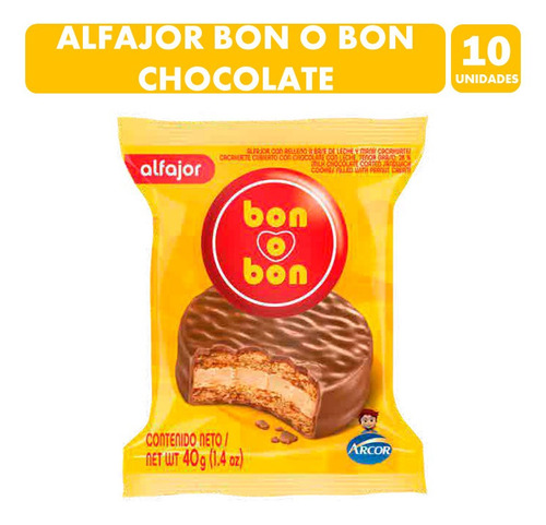 Alfajor Bon O Bon Sabor Clásico (pack De 10 Unidades)