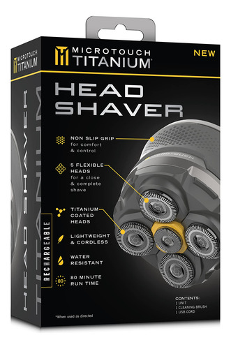 Microtouch Titanium Electric Head Shaver - Rechargeable Hea.