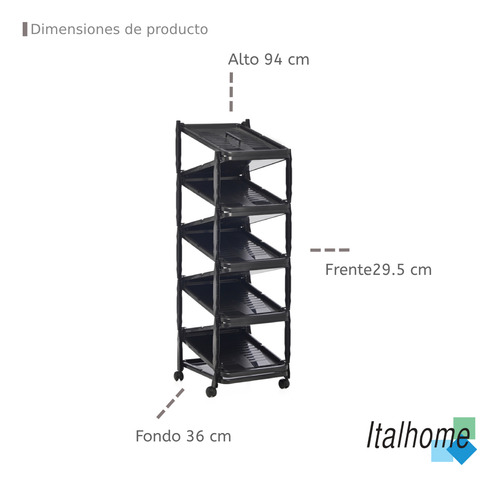 Zapatera Extensible Italhome Para 10 Pares Negro