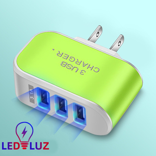 Cargador De 3 Puertos Con Usb Led Multifuncional