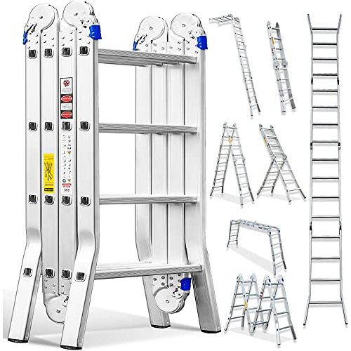 Escalera Bryner 7 En 1 De Extensión De Aluminio Multiusos Es