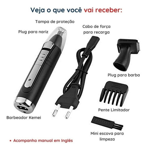 Maquina Aparelho Tirar Pelo Nariz Barba Bigode Orelha 2 Em 1