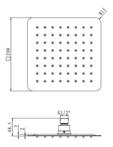 Ducha Cuadrada 20 X 20 Acero Inox. Flor De Baño Griferia !