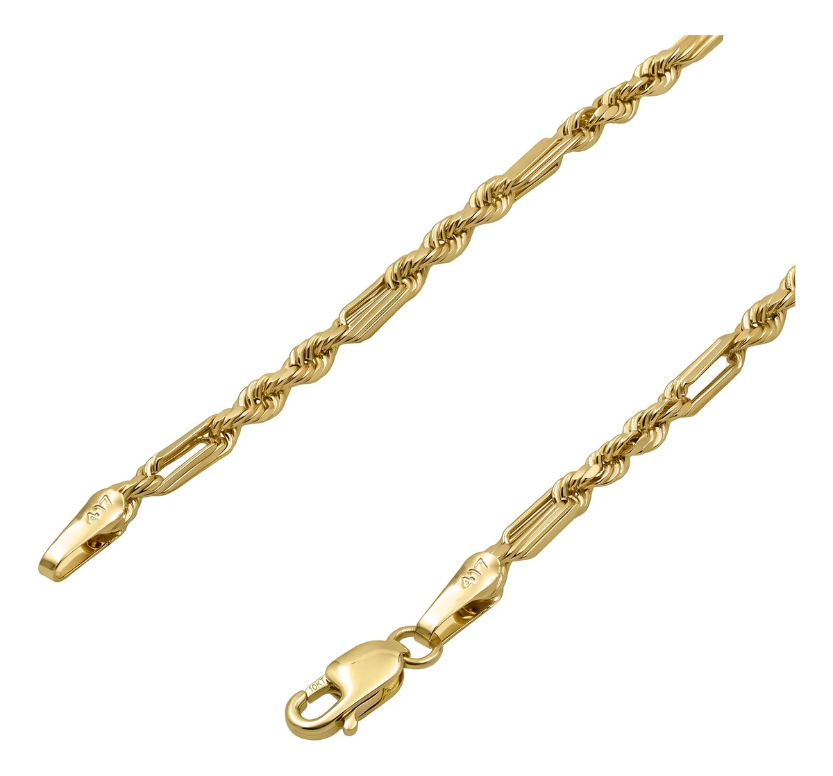 Cadena de Oro 10k Tejido Cuerda Torsal 55 cm y 2 mm Unisex - Imagen 3