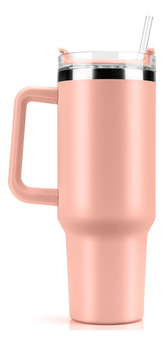 Vaso Termico 40oz Portátil Acero Inoxidable Con Calor/frío Coral Claro