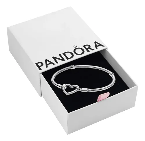 Pulseira Pandora Moments Heart Clasp Snake Chain Em Prata 92