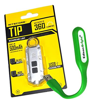 Linterna Llavero Recargable Usb Nitecore Tip 360 Lm, Plata +