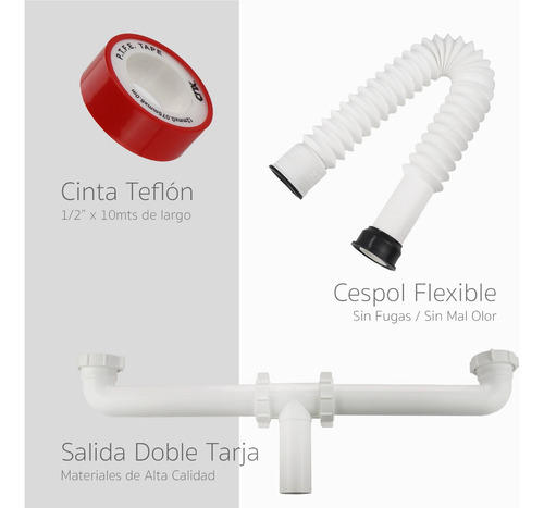 Kit Fregadero Tarja Doble Tina Sobreponer Escurridor Derecho