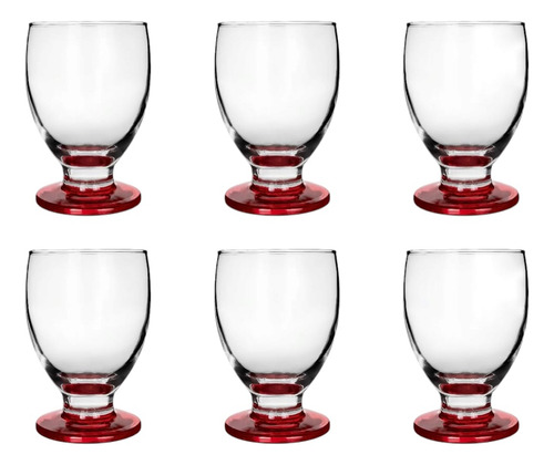 Juego De 6 Copas Para Agua Eleia Calidad Premium 370ml Color Rojo