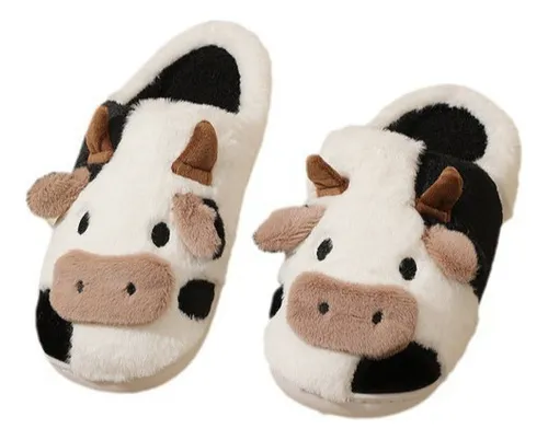 Zapatillas De Invierno De Algodón Vaca Cálidas Para El Hogar