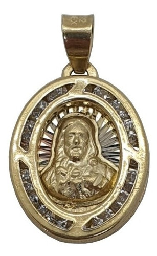 Medalla Mediana Sagrado Corazón Oro 10k Con Cadena De Regalo