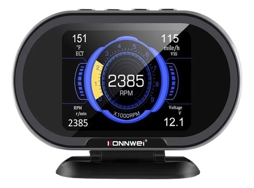 Obd2 Hud Konnwei Kw206 Temperatura Agua Alarma Velocímetro